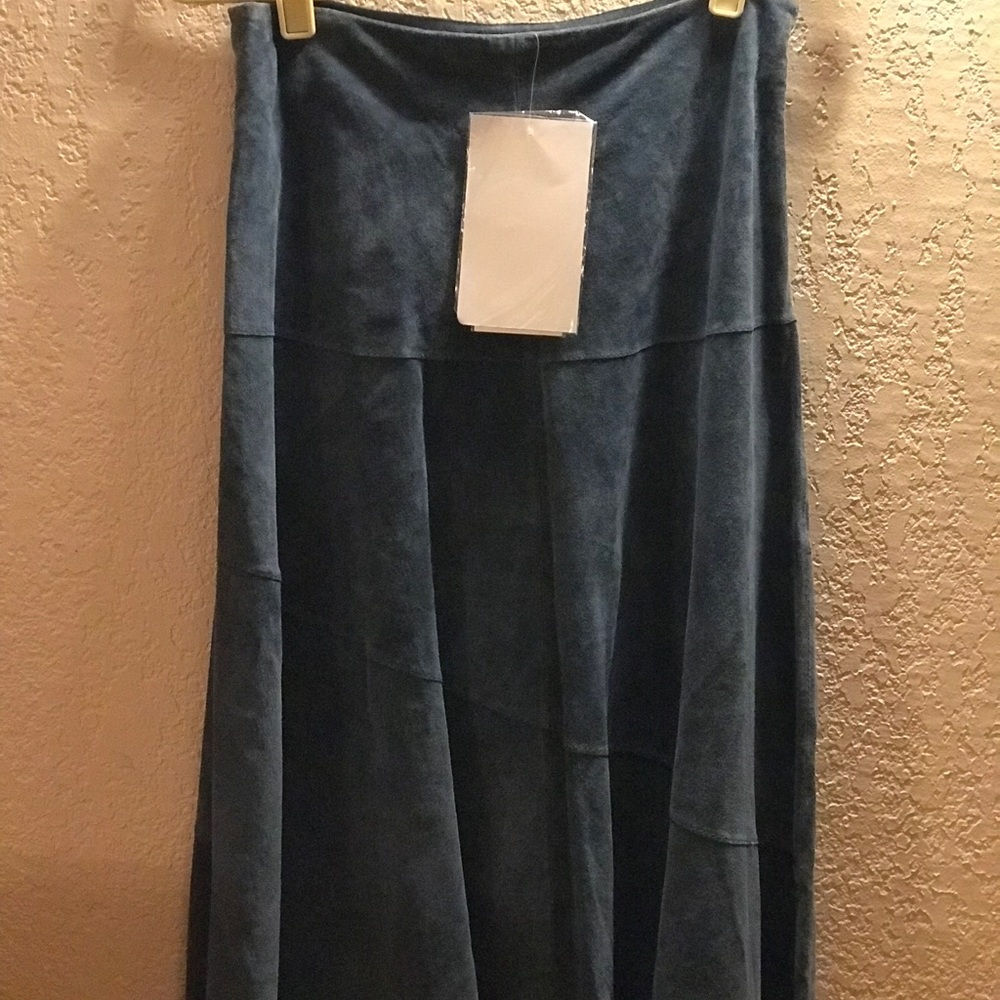 Pamela McCoy Smokey Blue Leather Skirt NWT